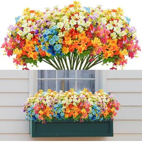 Agusbagli 12 Bundles Artificial Fall Flowers for Outdoors Faux Autumn Orange Yellow Silk Daisy Bulk UV Resistant Fall Plants No Fade Fall Decor for Front Porch Pot Thanksgiving Centerpieces