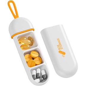 Travel Pill Organizer, 3-Slot Small Pill Case with Slide-Open, Portable Pocket Pill Case with Moisture-Proof Strip Mini Pill Box Pill Container for Purse, Traveling, Trip, White