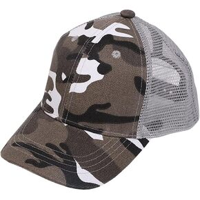 Camouflage Baseball Cap Hat Adjustable Mesh Peak Cap Children Summer Sun Cap Breathable Outdoor Sports Cap for Boys Girls Green