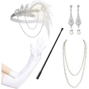 JISEN 1920s Great Gatsby Accessories Set for Women Flapper Costume Accessories Roaring 20s Accessories for Women