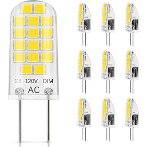 DiCUNO G8 LED Bulb Dimmable, 2W (20W Equivalent), Warm White 2700K, 120V, T4 JCD Type Bi-Pin Base Light Bulbs for Under Cabinet, Counter Lighting, 10-Pack