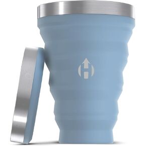 HYDAWAY Collapsible Pint - 16 oz, Silicone & Steel Rim I Collapsible Cup for Beer, Water & Soda, Portable Drinking Cup for Party, Camping, Backpacking & Hiking, Folding Travel Cups Collapse to 1-inch