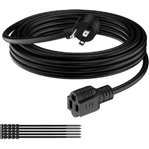 Extension Cord 4 FT, 3 Prong Extension Power Cord, 90 Degree Right Angle Plug Design, 16/3 Gauge Flexible Cold, 13A 1625W 16AWG, Save Space 3 Prong Electric Cord, ETL, Black Cable with 25 Cable Ties