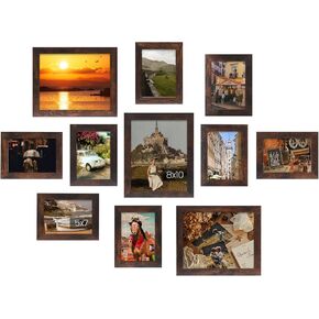 Muzilife Picture Frame Set of 11 Gallery Wall Frame Collage with Three 8×10 and Eight 5×7 Photo Frames for Photos, Paintings, Landscape, Posters, Artwork, Perfect for Wall Decor, Black