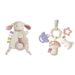 Itzy Ritzy - Bitzy Crinkle Sensory Toy Bunny with Crinkle Sound for Babies & Toddlers - Features Sof & Silicone Pacifiers for Newborn - Sweetie Soother Pacifiers Feature Collapsible Handle