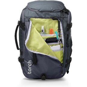 torch Travel Backpack 40L - Carry On Flight Approved Hiking Backpack with Rain Cover for Working, Camping, Outdoor - Takahagi (Black)