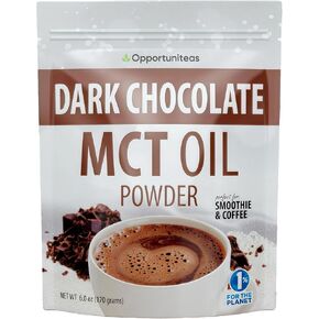 Opportuniteas MCT Oil Powder, Keto Creamer for Coffee, Drinks&Smoothies, Low Carb Keto Friendly, Boost Energy&Mental Focus, Supplement for Ketogenic Diet, Gluten Free&Non-GMO, Dark Chocolate 6 oz