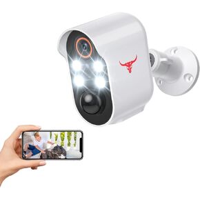 ALPHAPEACH 1080P Security Camera Wireless with Solar Panel, Color Night Vision, Battery Powered, Human Detection, 2-Way Audio, 2.4G WiFi, 4 Spotlights, Live View, Indoor/Outdoor Surveillance