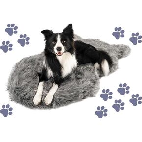 PupRug, Faux Fur Orthopedic Memory Foam Dog Bed for Joint Pain Relief, Waterproof and Machine Washable, Ultra-Soft Faux Fur Cover