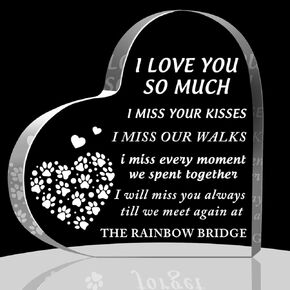 Pet Sympathy Keepsakes Sympathy Gift for Loss of Dog Pet Remembrance Gift Heart Acrylic Sign for Table Desk Decor Memorial Keepsake Dog Bereavement Gifts