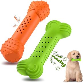 العاب مضغ الجراء، العاب مضغ متينة تصدر صرير للكلاب للتسنين، العاب تسنين قوية مع مطاط طبيعي لتنظيف اسنان الكلاب الصغيرة والمتوسطة (لون اخضر) in Kuwait