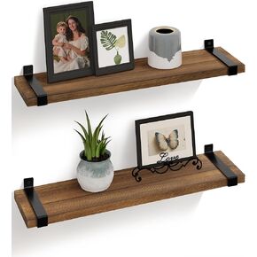 Gronda Floating Shelves Natural Wood Set of 3, Rustic Solid Wood Shelf Wall Mounted Farmhouse Decor Shelves for Bathroom Living Room Bedroom Kitchen
