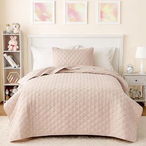 Wowelife Beige Twin Quilt Set Quilted Bedspread Coverlet Set Bedding Set, Plain Reversible Twin XL Quilted Set Lightweight for Girls and Boys with 1 Quilt and 1 Pillow Sham,Beige