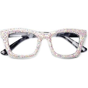 bullabulling Oprah style Bling Rhinestone Square Reading Glasses For Women Shiny Diamond Blue Light Blocking Eyeglasses Z05