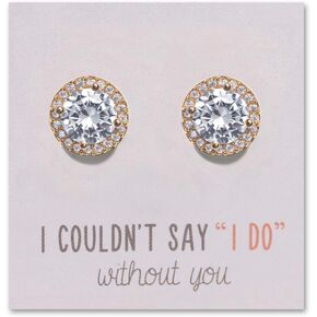 A+O Bridesmaid Jewelry Gift - Round Stud Earrings or Necklace in Silver, Yellow Gold, Rose Gold
