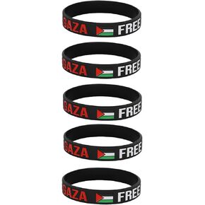 Caiyao 4/8Pcs Free Palestine Bracelet for Women Men Sports Silicone Free Palestine Wristbands Save Gaza Palestine Flag Bracelets Water-proof Rubber Support Palestine Elastic Jewelry