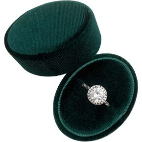 Beatilog Oval Velvet Ring Box - Premium Wedding Ring Box Vintage Handmade Rings Holder Storage Display Jewelry Organizer Gift Case for Proposal, Engagement, Christmas,Ceremony (Ivory)