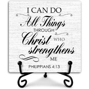 4x 4" Give it to God and Go to Sleep Wood Plaque With Support Frame, fit Bedroom Decor Wooden Plaque Sign Decor, Home Living Bedroom Table Decor - (a020) in Kuwait