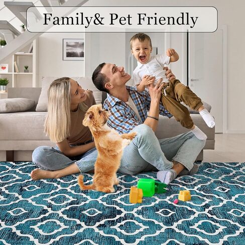 Moroccan Area Rug 2x3 Modern Rug Washable Moroccan Throw Rug Small Bedroom Rugs Non Skid Bath Mat Indoor Low-Pile Front Door Rug, Bohemian Trellis Kitchen Sink Rug Doormats,Blue in Saudi Arabia
