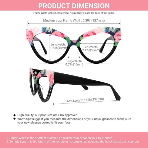 VOOGLAM Oversize Cat Eye Blue Light Blocking Glasses for Women Anti UV Eyestrain Eyewear Adida in Saudi Arabia