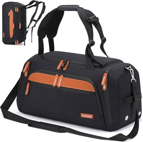 حقيبة رياضية لوميسنر مع جيب مبلل ومساحة للأحذية، حقيبة سفر من القماش الخشن للرجال (أرجواني (مع 3 مكعبات تعبئة)) in Kuwait