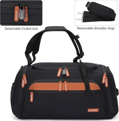 حقيبة رياضية لوميسنر مع جيب مبلل ومساحة للأحذية، حقيبة سفر من القماش الخشن للرجال (أرجواني (مع 3 مكعبات تعبئة)) in Kuwait