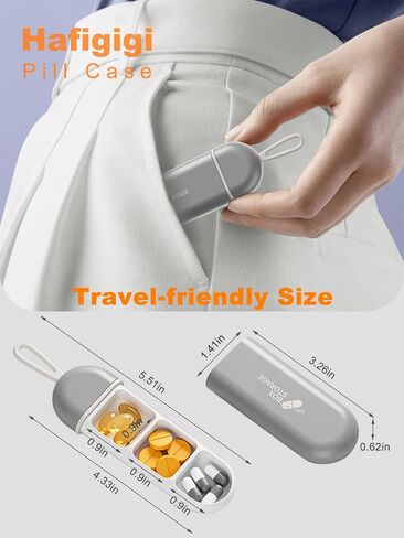 Travel Pill Organizer, 3-Slot Small Pill Case with Slide-Open, Portable Pocket Pill Case with Moisture-Proof Strip Mini Pill Box Pill Container for Purse, Traveling, Trip, White in Saudi Arabia