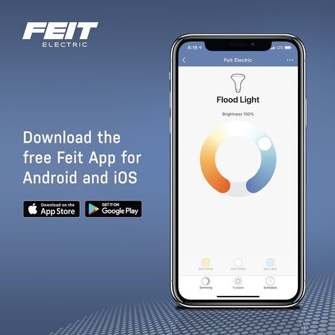 Feit Electric Smart Recessed Light, Fits Most 5-6" Can Housing, Works with Alexa or Google Assistant, Dimmable, 75W Equiv, 1000 Lumens, 2.4GHz WiFi Color Changing Downlight, LEDR6/RGBW/AG, 1 Pack in Saudi Arabia