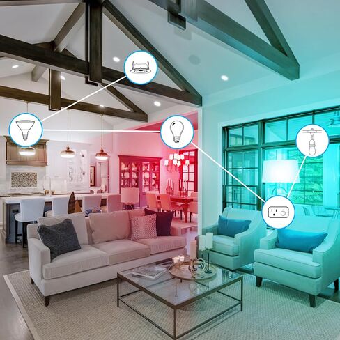 Feit Electric Smart Recessed Light, Fits Most 5-6" Can Housing, Works with Alexa or Google Assistant, Dimmable, 75W Equiv, 1000 Lumens, 2.4GHz WiFi Color Changing Downlight, LEDR6/RGBW/AG, 1 Pack in Saudi Arabia