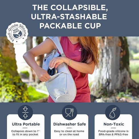 HYDAWAY Collapsible Pint - 16 oz, Silicone & Steel Rim I Collapsible Cup for Beer, Water & Soda, Portable Drinking Cup for Party, Camping, Backpacking & Hiking, Folding Travel Cups Collapse to 1-inch in Saudi Arabia