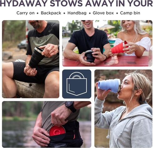 HYDAWAY Collapsible Pint - 16 oz, Silicone & Steel Rim I Collapsible Cup for Beer, Water & Soda, Portable Drinking Cup for Party, Camping, Backpacking & Hiking, Folding Travel Cups Collapse to 1-inch in Saudi Arabia