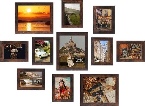 Muzilife Picture Frame Set of 11 Gallery Wall Frame Collage with Three 8×10 and Eight 5×7 Photo Frames for Photos, Paintings, Landscape, Posters, Artwork, Perfect for Wall Decor, Black in Kuwait