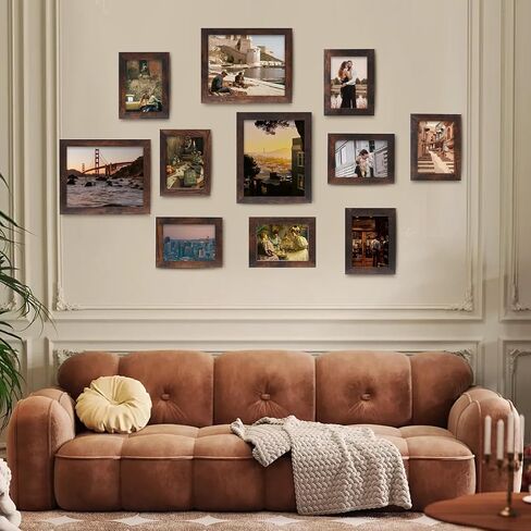 Muzilife Picture Frame Set of 11 Gallery Wall Frame Collage with Three 8×10 and Eight 5×7 Photo Frames for Photos, Paintings, Landscape, Posters, Artwork, Perfect for Wall Decor, Black in Kuwait