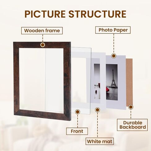 Muzilife Picture Frame Set of 11 Gallery Wall Frame Collage with Three 8×10 and Eight 5×7 Photo Frames for Photos, Paintings, Landscape, Posters, Artwork, Perfect for Wall Decor, Black in Kuwait