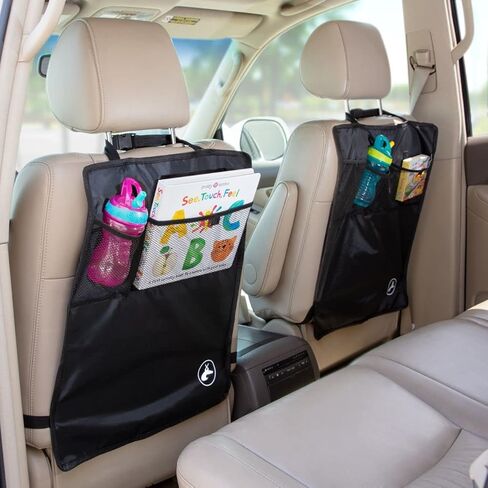 واقي مقعد OxGord Kick Mats مع جيب منظم للتخزين - عبوتان - مناسب عالمي للسيارة أو الشاحنة أو سيارات الدفع الرباعي أو الشاحنة - غطاء واقٍ لمقعد الدلو الخلفي in Kuwait