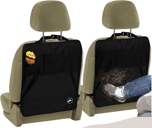 واقي مقعد OxGord Kick Mats مع جيب منظم للتخزين - عبوتان - مناسب عالمي للسيارة أو الشاحنة أو سيارات الدفع الرباعي أو الشاحنة - غطاء واقٍ لمقعد الدلو الخلفي in Kuwait