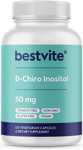 BESTVITE D-Chiro Inositol (120 Vegetarian Capsules) - No Stearates - Vegan - Non GMO - Gluten Free - 1 Capsule for 40:1 Inositol Ratio in Saudi Arabia
