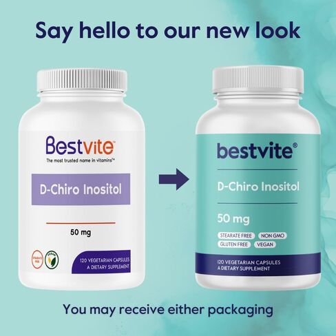 BESTVITE D-Chiro Inositol (120 Vegetarian Capsules) - No Stearates - Vegan - Non GMO - Gluten Free - 1 Capsule for 40:1 Inositol Ratio in Saudi Arabia