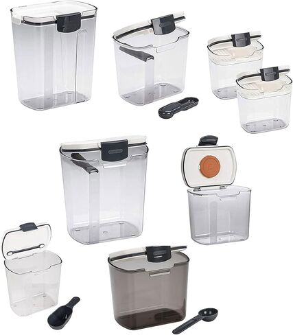 Progressive International Prepworks ProKeeper Kitchen Clear Plastic, Airtight Food, Flour and Sugar Storage Container Set, 6 Piece, White in Saudi Arabia