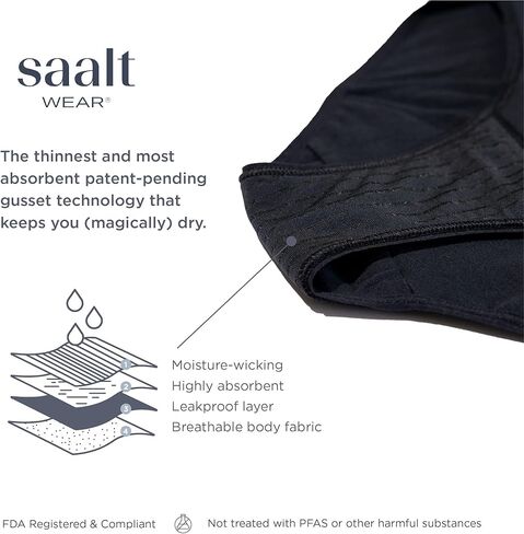saalt Reusable Period Underwear - Comfortable, Thin, and Keeps You Dry from All Leaks (Cotton, Brief) in Kuwait