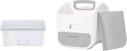 علبة حفاضات محمولة وبساط تغيير الحفاضات من أوبي، تخزين الحفاضات، منظم العلبة، تخزن حفاضات الأطفال والمناديل المبللة وإكسسوارات الأطفال، رمادي داكن in Kuwait