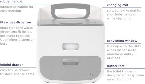 علبة حفاضات محمولة وبساط تغيير الحفاضات من أوبي، تخزين الحفاضات، منظم العلبة، تخزن حفاضات الأطفال والمناديل المبللة وإكسسوارات الأطفال، رمادي داكن in Kuwait