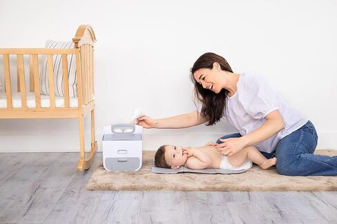 علبة حفاضات محمولة وبساط تغيير الحفاضات من أوبي، تخزين الحفاضات، منظم العلبة، تخزن حفاضات الأطفال والمناديل المبللة وإكسسوارات الأطفال، رمادي داكن in Kuwait