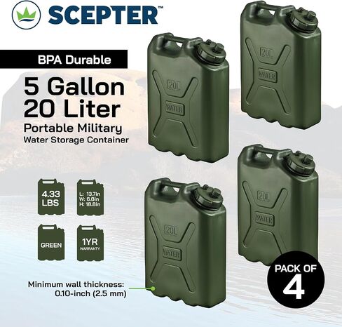 Scepter 5 Gallon 20 Liter Durable Portable BPA Free Military Water Storage Container for Camping and Emergency Management with Small Spout, Sand in Kuwait