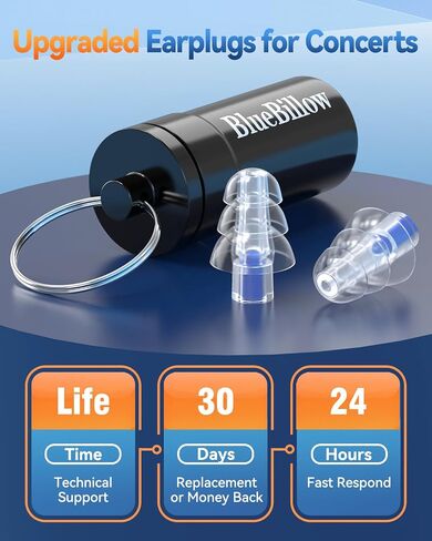 سدادات أذن BlueBillow True عالية الدقة للحفلات الموسيقية، [تقليل الضوضاء 25 ديسيبل] سدادات حماية السمع للموسيقيين وحساسية الضوضاء، مناسبة للمهرجانات والنوادي الليلية وجميع الهذيان (أسود) in Saudi Arabia