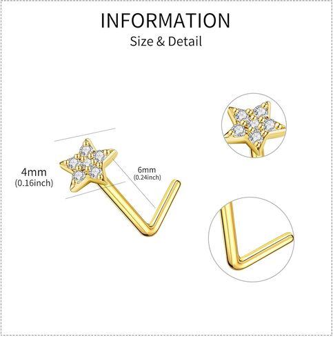ELFRONT 14K الذهب الأصفر فراشة / عباد الشمس / القلب الأنف مسمار الذهب الحقيقي الأنف الدائري ثقب المجوهرات للنساء الفتيات هدايا عيد الميلاد in Saudi Arabia