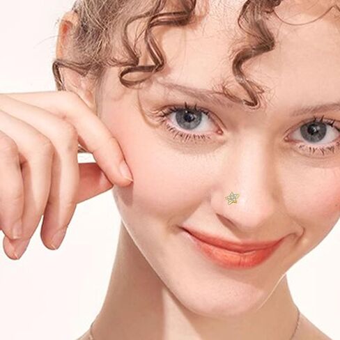 ELFRONT 14K الذهب الأصفر فراشة / عباد الشمس / القلب الأنف مسمار الذهب الحقيقي الأنف الدائري ثقب المجوهرات للنساء الفتيات هدايا عيد الميلاد in Saudi Arabia