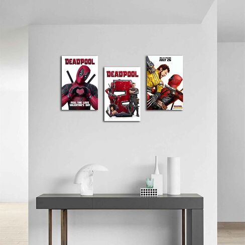 مجموعة من 3 قطع من ملصق فيلم Deadpools 1-3 مجموعة Deadpools & Wolverine 2024 ملصق الفيلم القماشي جدار الفن ديكور المنزل هدايا قماشية - 8 × 12 بوصة in Saudi Arabia