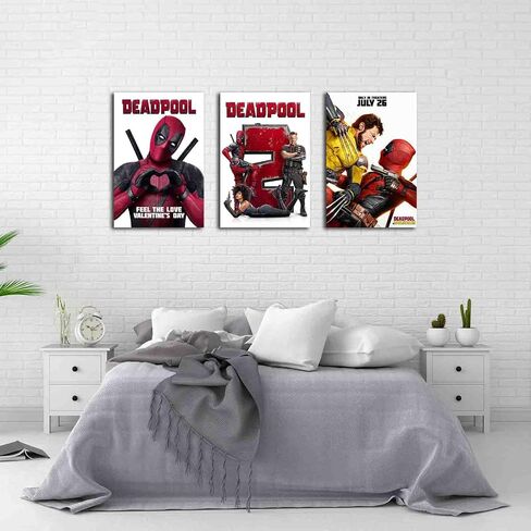 مجموعة من 3 قطع من ملصق فيلم Deadpools 1-3 مجموعة Deadpools & Wolverine 2024 ملصق الفيلم القماشي جدار الفن ديكور المنزل هدايا قماشية - 8 × 12 بوصة in Saudi Arabia