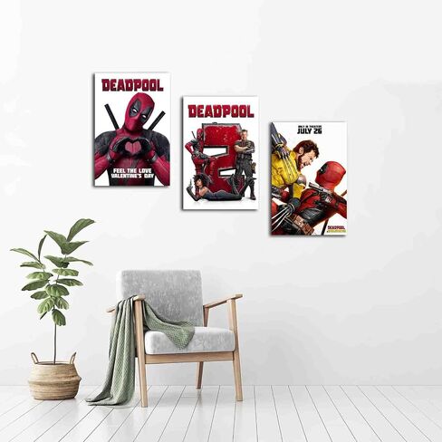 مجموعة من 3 قطع من ملصق فيلم Deadpools 1-3 مجموعة Deadpools & Wolverine 2024 ملصق الفيلم القماشي جدار الفن ديكور المنزل هدايا قماشية - 8 × 12 بوصة in Saudi Arabia